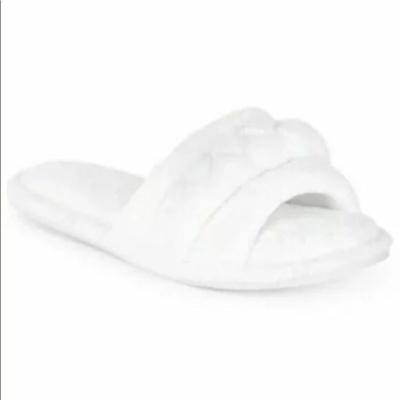 Charter Club White Braided Detail Open-Toe Slippers XL NWT - Picture 1 of 3